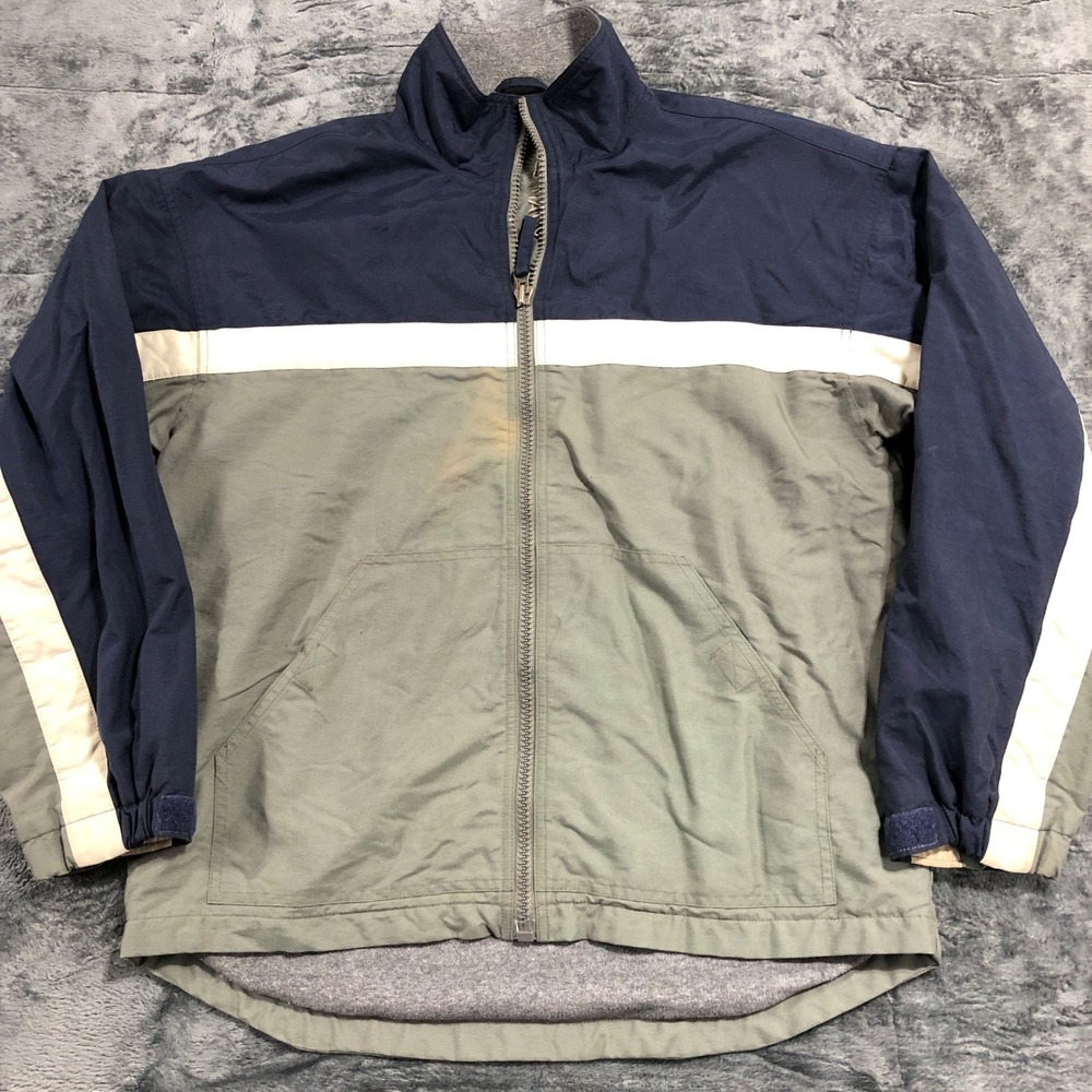 Old Navy Windbreaker Jacket Mens Small Blue Green Colorblock Fleece Lined
